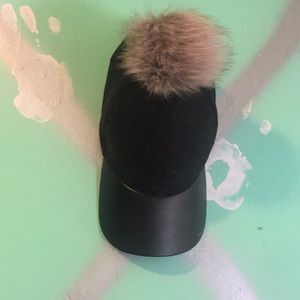 Black Fur Ball Cap